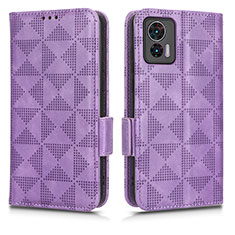 Leather Case Stands Flip Cover Holder C02X for Motorola Moto Edge 30 Lite 5G Purple