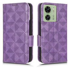 Leather Case Stands Flip Cover Holder C02X for Motorola Moto Edge 40 5G Purple