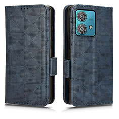 Leather Case Stands Flip Cover Holder C02X for Motorola Moto Edge 40 Neo 5G Blue