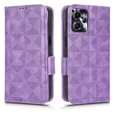 Leather Case Stands Flip Cover Holder C02X for Motorola Moto G23 Purple