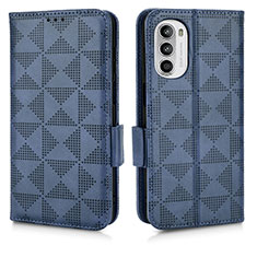 Leather Case Stands Flip Cover Holder C02X for Motorola MOTO G52 Blue