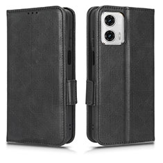 Leather Case Stands Flip Cover Holder C02X for Motorola Moto G53 5G Black