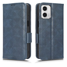Leather Case Stands Flip Cover Holder C02X for Motorola Moto G73 5G Blue