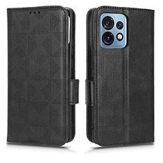 Leather Case Stands Flip Cover Holder C02X for Motorola Moto X40 5G Black