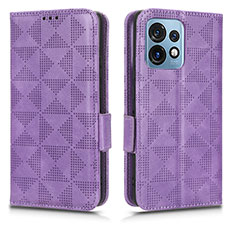 Leather Case Stands Flip Cover Holder C02X for Motorola Moto X40 5G Purple