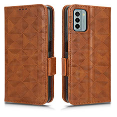 Leather Case Stands Flip Cover Holder C02X for Nokia G22 Brown