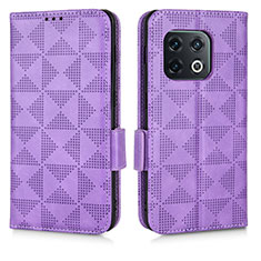 Leather Case Stands Flip Cover Holder C02X for OnePlus 10 Pro 5G Purple