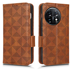 Leather Case Stands Flip Cover Holder C02X for OnePlus 11 5G Brown