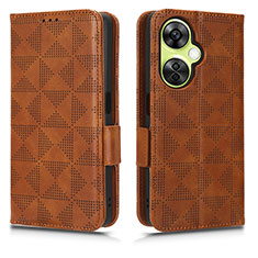 Leather Case Stands Flip Cover Holder C02X for OnePlus Nord CE 3 5G Brown