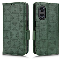 Leather Case Stands Flip Cover Holder C02X for Oppo A18 Green