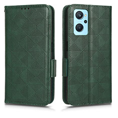 Leather Case Stands Flip Cover Holder C02X for Oppo A96 4G Green