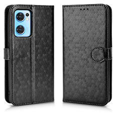 Leather Case Stands Flip Cover Holder C02X for Oppo Find X5 Lite 5G Black