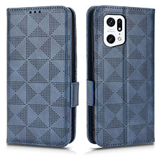 Leather Case Stands Flip Cover Holder C02X for Oppo Find X5 Pro 5G Blue