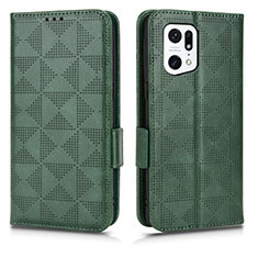 Leather Case Stands Flip Cover Holder C02X for Oppo Find X5 Pro 5G Green