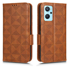 Leather Case Stands Flip Cover Holder C02X for Oppo K10 4G Brown