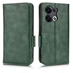 Leather Case Stands Flip Cover Holder C02X for Oppo Reno9 Pro+ Plus 5G Green