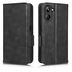 Leather Case Stands Flip Cover Holder C02X for Realme 10 Pro 5G Black