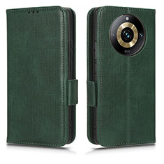 Leather Case Stands Flip Cover Holder C02X for Realme 11 Pro 5G Green