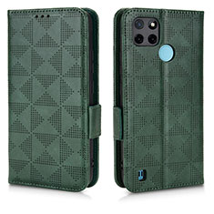 Leather Case Stands Flip Cover Holder C02X for Realme C21Y Green