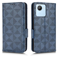 Leather Case Stands Flip Cover Holder C02X for Realme C30 Blue