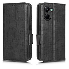 Leather Case Stands Flip Cover Holder C02X for Realme C33 (2023) Black