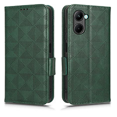 Leather Case Stands Flip Cover Holder C02X for Realme C33 (2023) Green