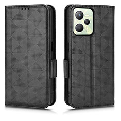 Leather Case Stands Flip Cover Holder C02X for Realme C35 Black