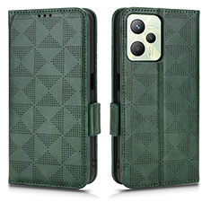 Leather Case Stands Flip Cover Holder C02X for Realme C35 Green