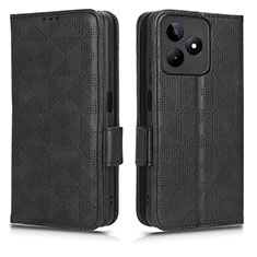 Leather Case Stands Flip Cover Holder C02X for Realme C53 Black