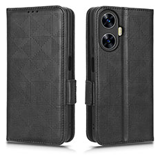 Leather Case Stands Flip Cover Holder C02X for Realme C55 Black