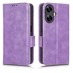 Leather Case Stands Flip Cover Holder C02X for Realme C55 Purple