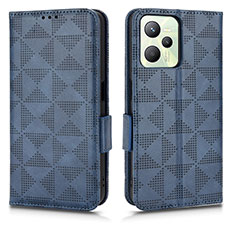 Leather Case Stands Flip Cover Holder C02X for Realme Narzo 50A Prime Blue