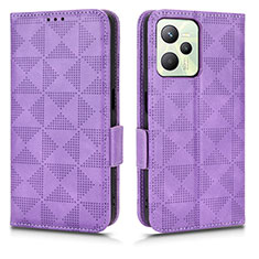 Leather Case Stands Flip Cover Holder C02X for Realme Narzo 50A Prime Purple