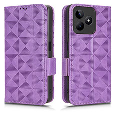 Leather Case Stands Flip Cover Holder C02X for Realme Narzo N53 Purple