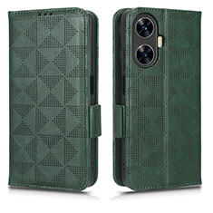 Leather Case Stands Flip Cover Holder C02X for Realme Narzo N55 Green