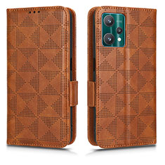 Leather Case Stands Flip Cover Holder C02X for Realme Q5 5G Brown