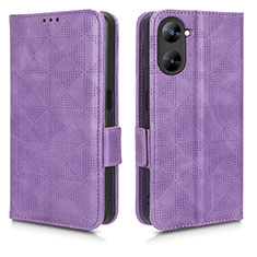 Leather Case Stands Flip Cover Holder C02X for Realme V30 5G Purple