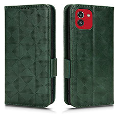 Leather Case Stands Flip Cover Holder C02X for Samsung Galaxy A03 Green