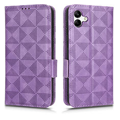 Leather Case Stands Flip Cover Holder C02X for Samsung Galaxy A04 4G Purple