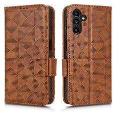 Leather Case Stands Flip Cover Holder C02X for Samsung Galaxy A04s Brown