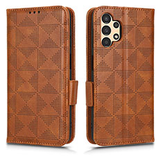 Leather Case Stands Flip Cover Holder C02X for Samsung Galaxy A13 4G Brown