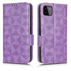 Leather Case Stands Flip Cover Holder C02X for Samsung Galaxy A22 5G Purple