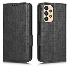 Leather Case Stands Flip Cover Holder C02X for Samsung Galaxy A23 4G Black