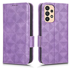 Leather Case Stands Flip Cover Holder C02X for Samsung Galaxy A23 4G Purple