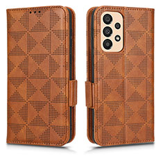 Leather Case Stands Flip Cover Holder C02X for Samsung Galaxy A23 5G Brown