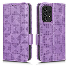 Leather Case Stands Flip Cover Holder C02X for Samsung Galaxy A53 5G Purple