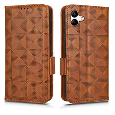 Leather Case Stands Flip Cover Holder C02X for Samsung Galaxy M04 Brown