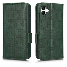 Leather Case Stands Flip Cover Holder C02X for Samsung Galaxy M04 Green