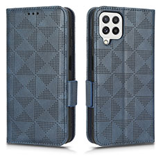 Leather Case Stands Flip Cover Holder C02X for Samsung Galaxy M12 Blue