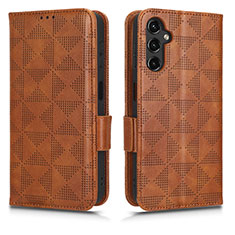 Leather Case Stands Flip Cover Holder C02X for Samsung Galaxy M44 5G Brown